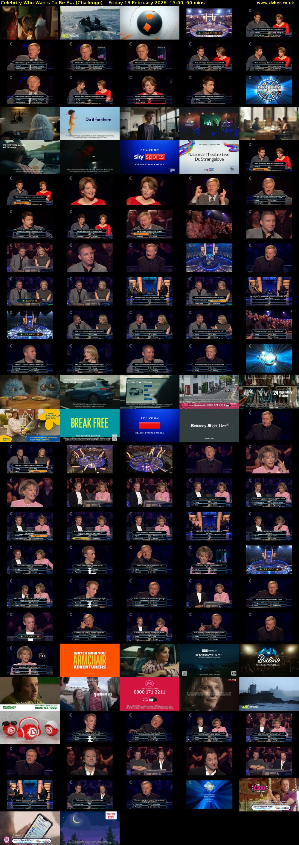 Celebrity Who Wants To Be A... (Challenge) Friday 13 February 2026 15:00 - 16:00