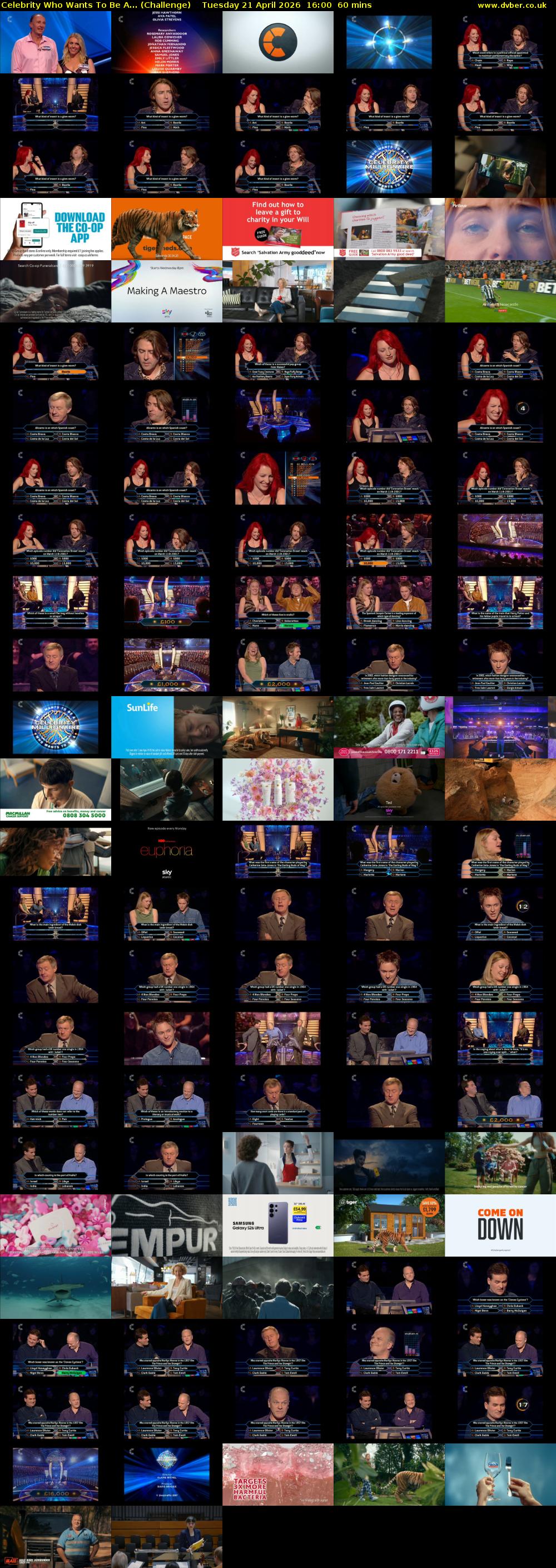 Celebrity Who Wants To Be A... (Challenge) Tuesday 21 April 2026 16:00 - 17:00