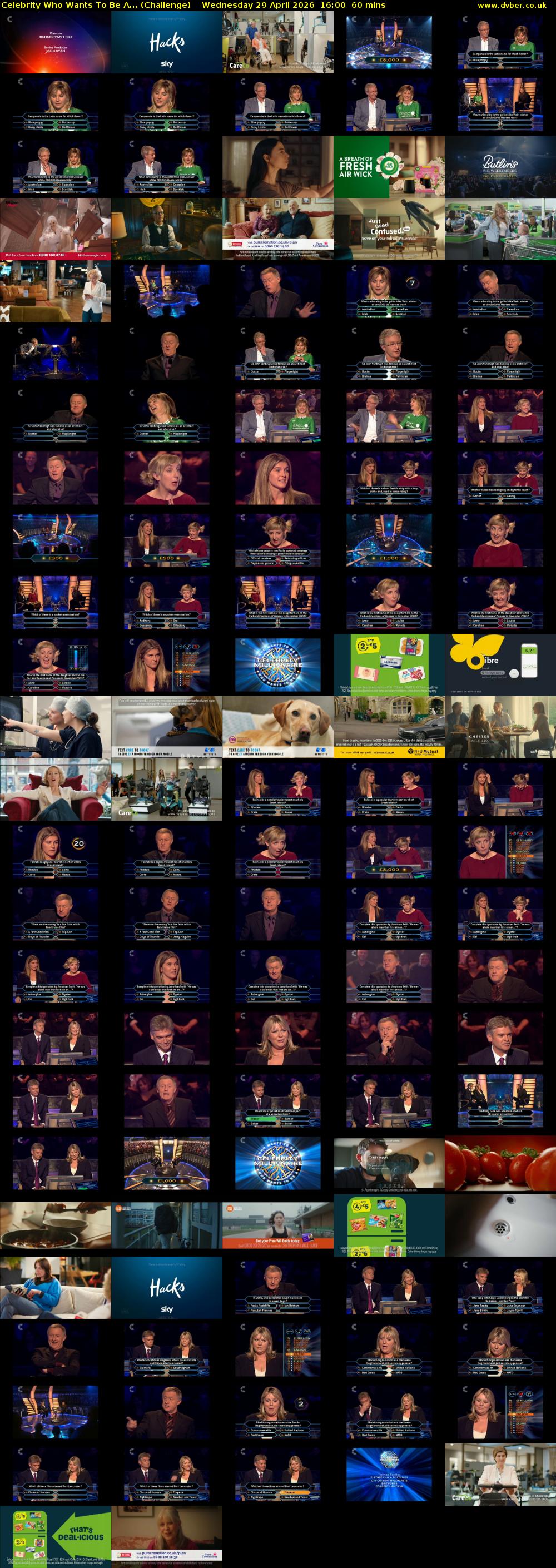 Celebrity Who Wants To Be A... (Challenge) Wednesday 29 April 2026 16:00 - 17:00
