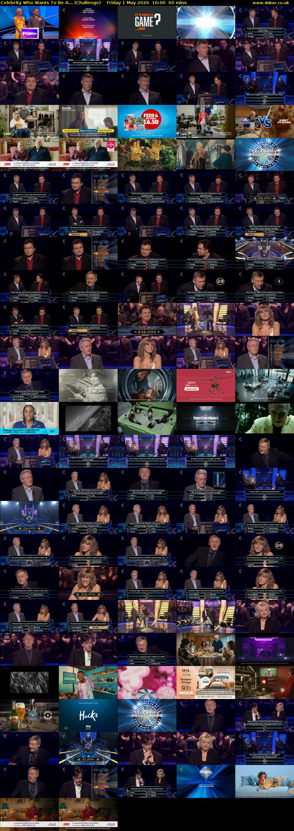 Celebrity Who Wants To Be A... (Challenge) Friday 1 May 2026 16:00 - 17:00