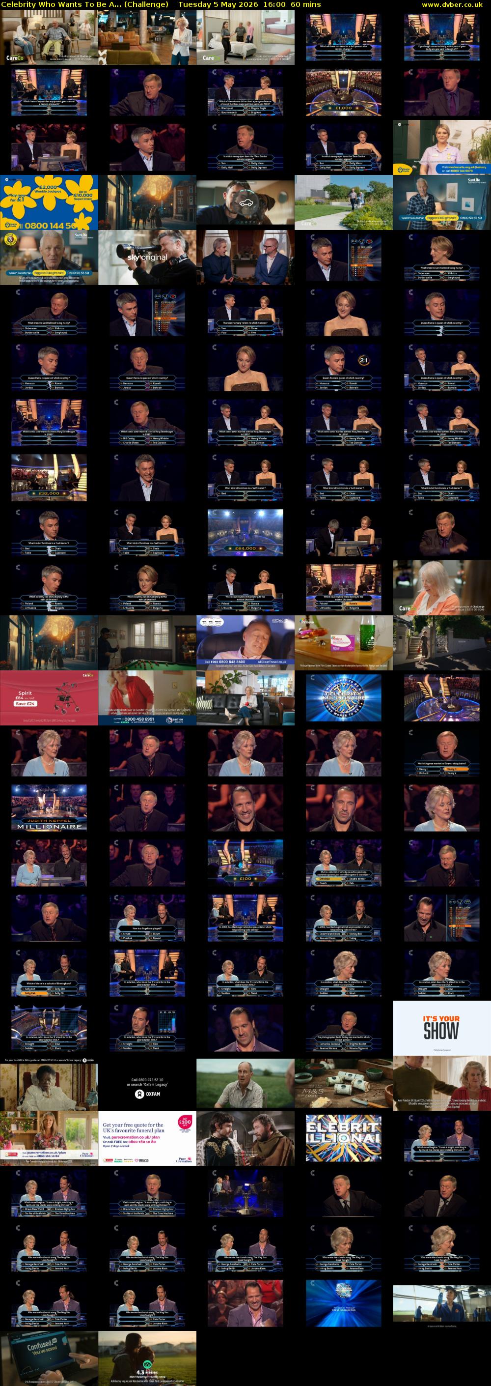 Celebrity Who Wants To Be A... (Challenge) Tuesday 5 May 2026 16:00 - 17:00