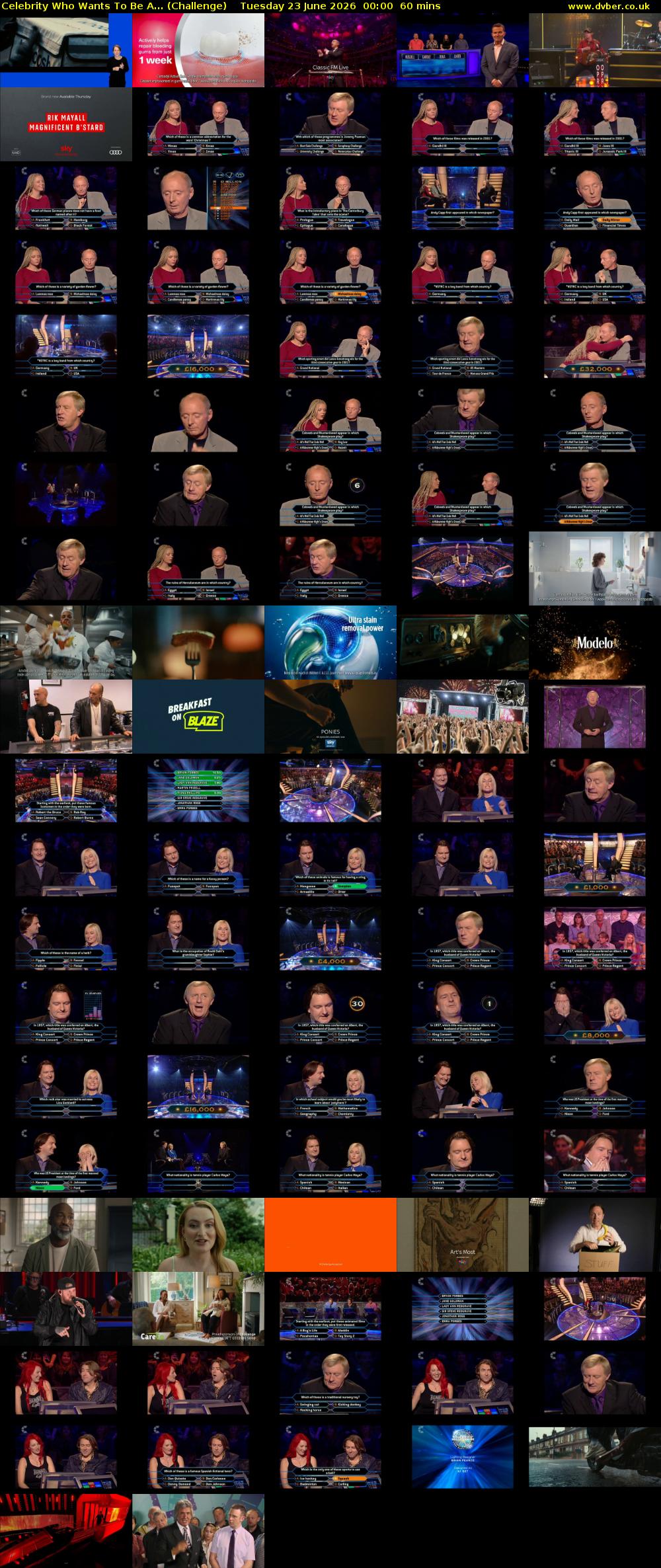 Celebrity Who Wants To Be A... (Challenge) Tuesday 23 June 2026 00:00 - 01:00