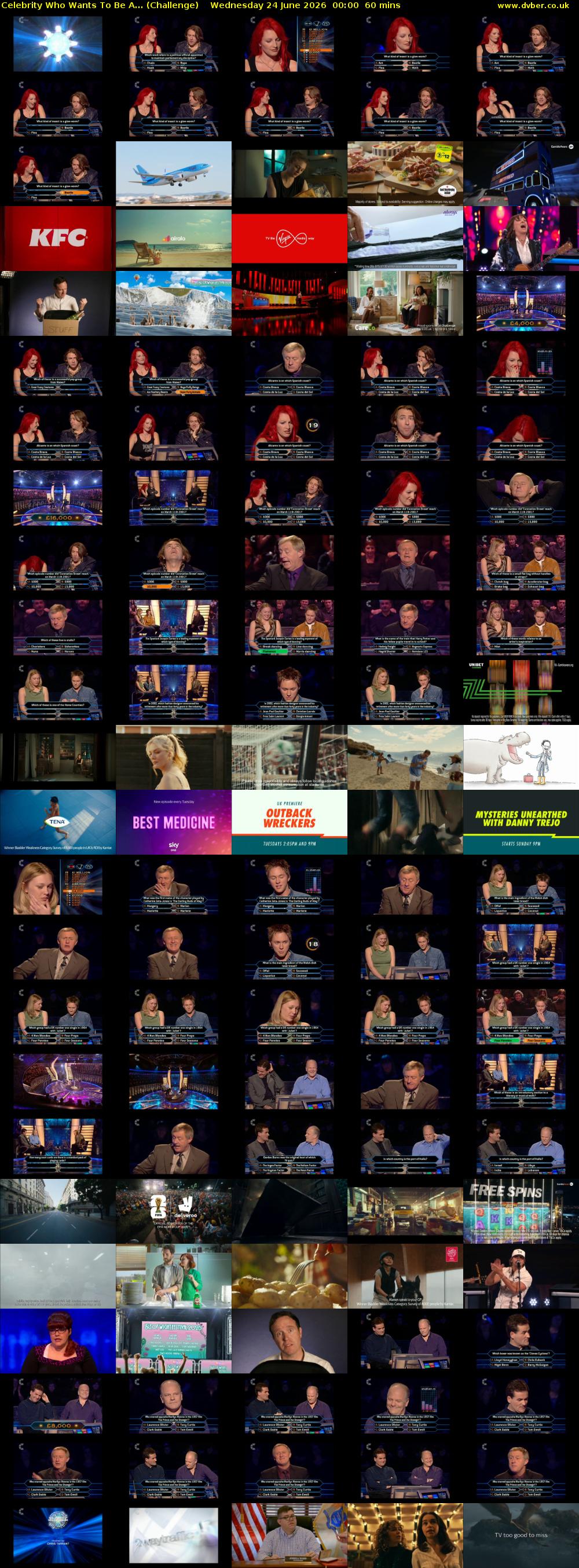 Celebrity Who Wants To Be A... (Challenge) Wednesday 24 June 2026 00:00 - 01:00