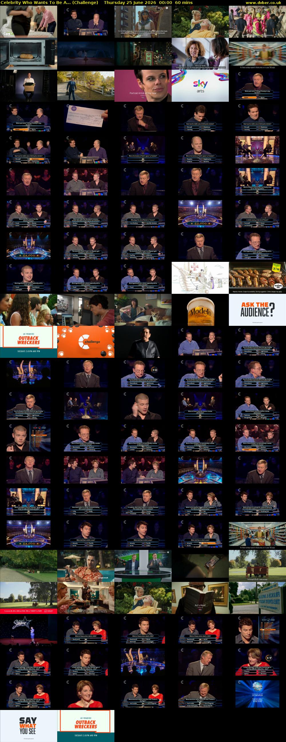 Celebrity Who Wants To Be A... (Challenge) Thursday 25 June 2026 00:00 - 01:00