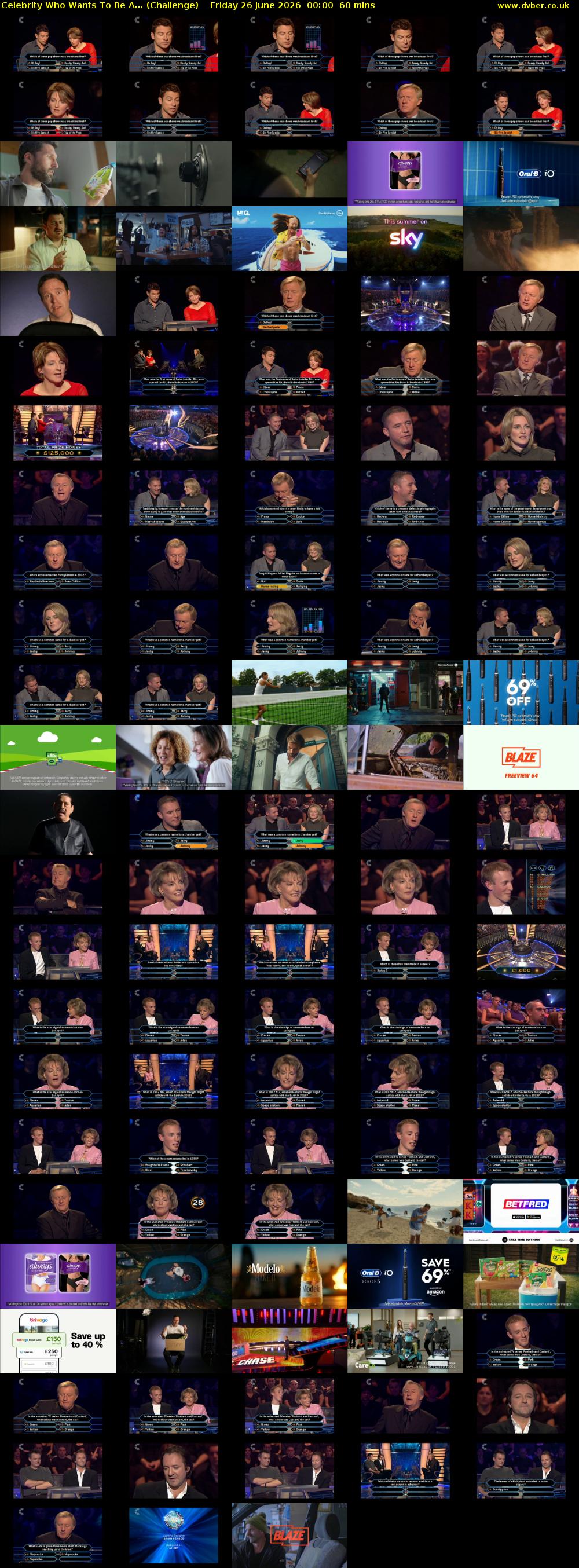 Celebrity Who Wants To Be A... (Challenge) Friday 26 June 2026 00:00 - 01:00