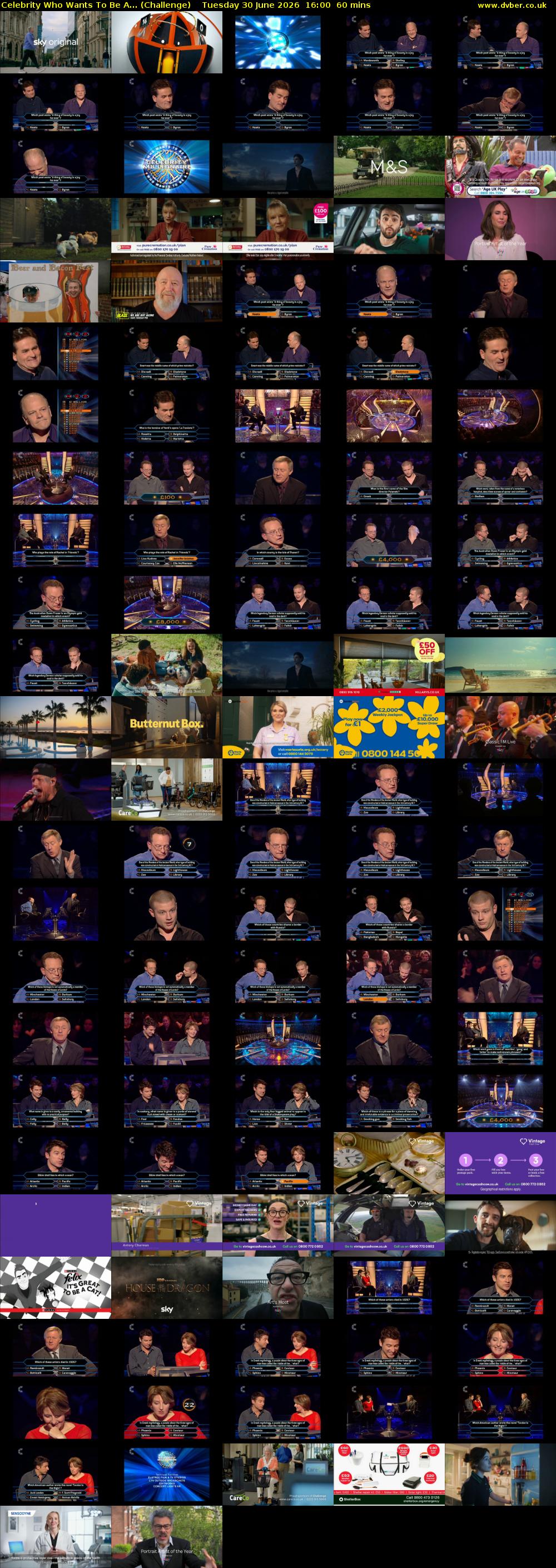 Celebrity Who Wants To Be A... (Challenge) Tuesday 30 June 2026 16:00 - 17:00