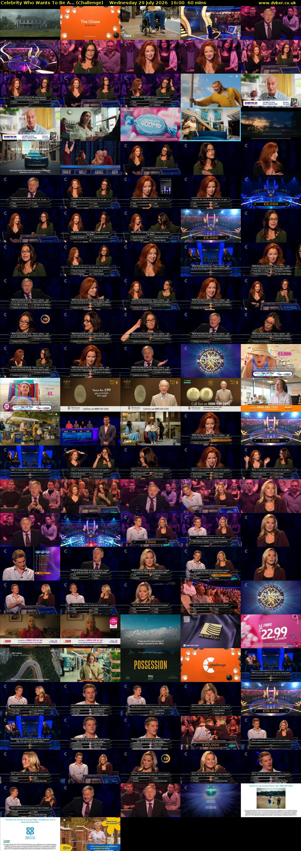 Celebrity Who Wants To Be A... (Challenge) Wednesday 29 July 2026 16:00 - 17:00