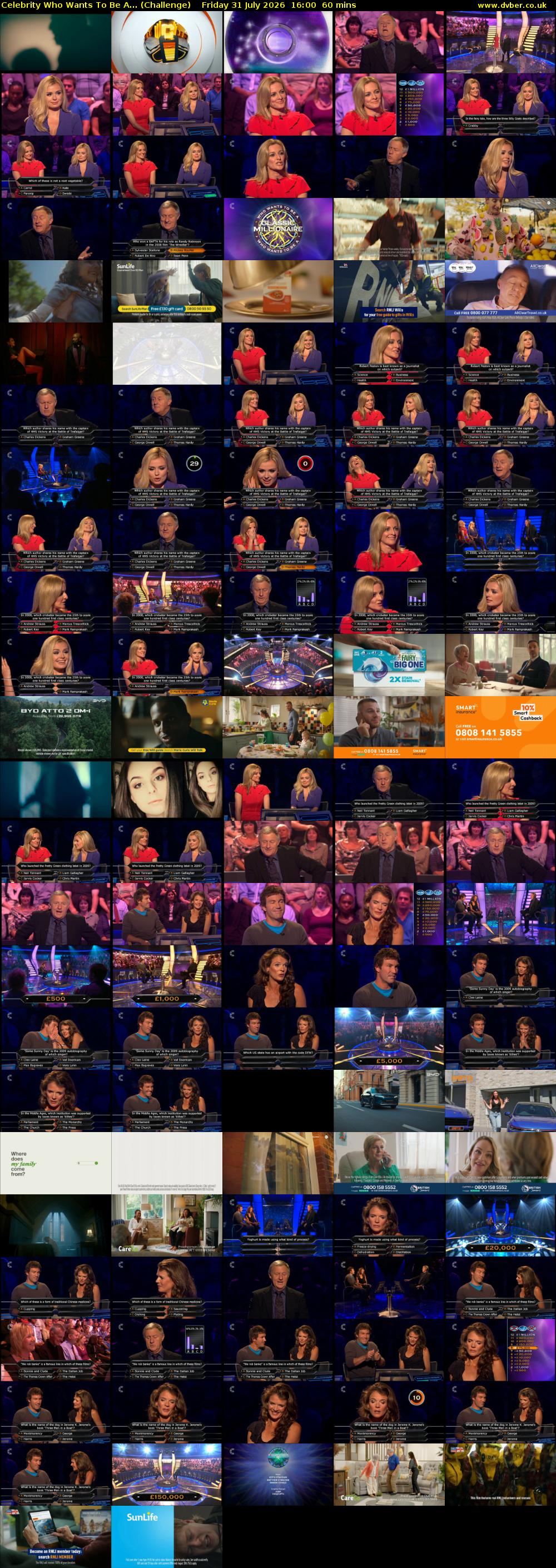 Celebrity Who Wants To Be A... (Challenge) Friday 31 July 2026 16:00 - 17:00