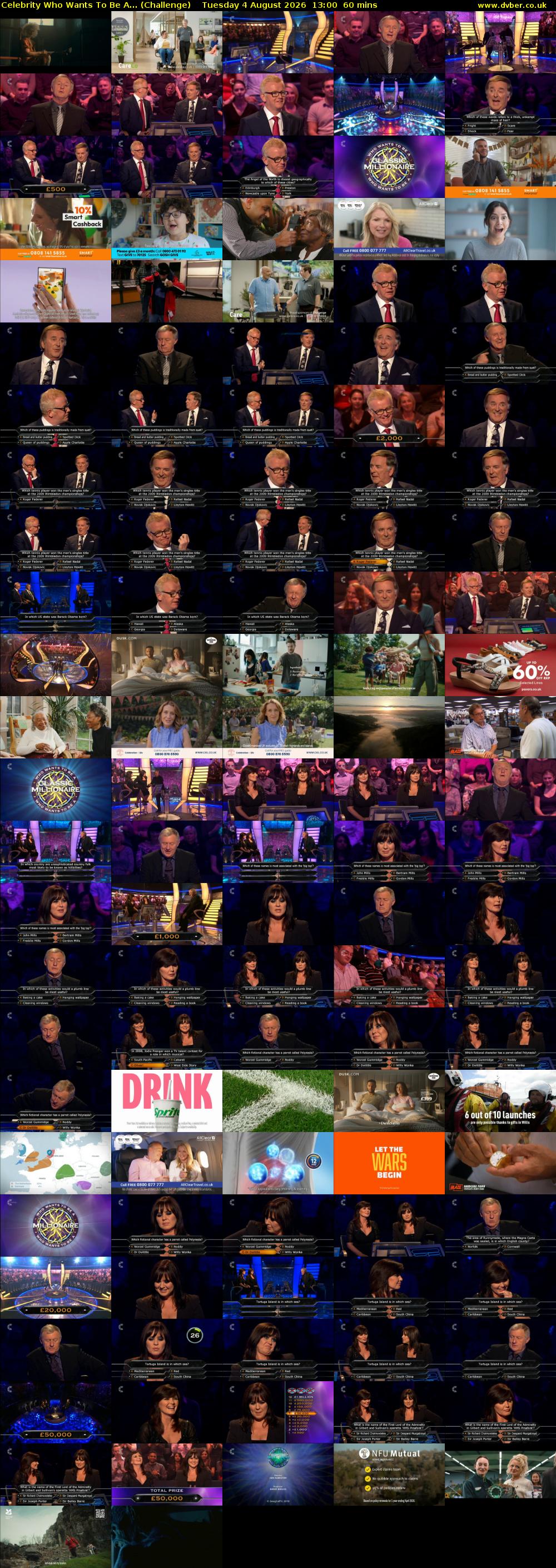 Celebrity Who Wants To Be A... (Challenge) Tuesday 4 August 2026 13:00 - 14:00