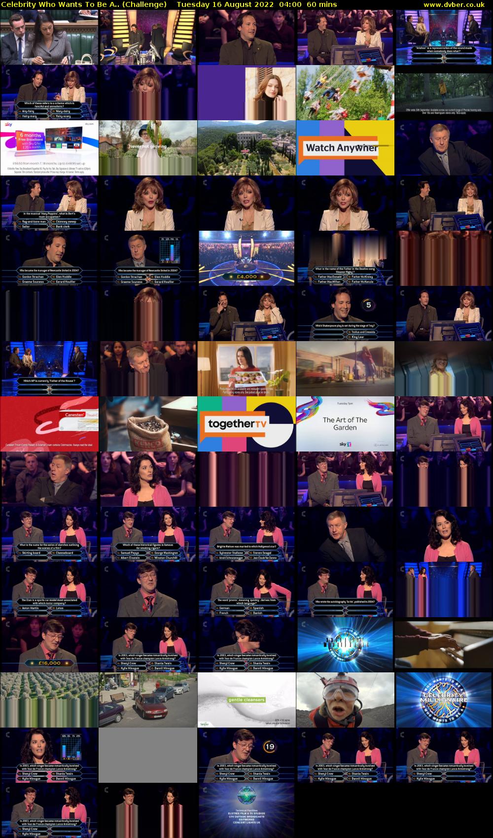 Celebrity Who Wants To Be A.. (Challenge) Tuesday 16 August 2022 04:00 - 05:00