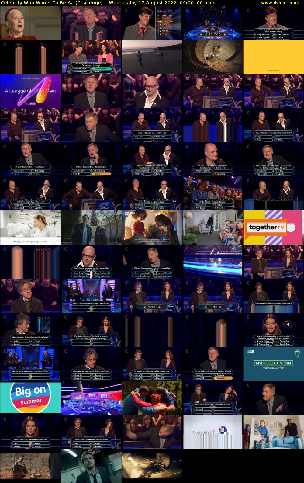 Celebrity Who Wants To Be A.. (Challenge) Wednesday 17 August 2022 04:00 - 05:00