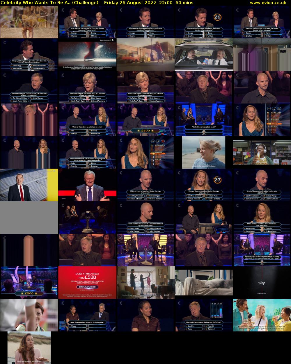 Celebrity Who Wants To Be A.. (Challenge) Friday 26 August 2022 22:00 - 23:00