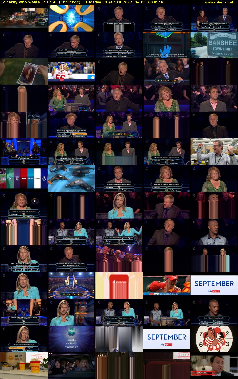 Celebrity Who Wants To Be A.. (Challenge) Tuesday 30 August 2022 04:00 - 05:00