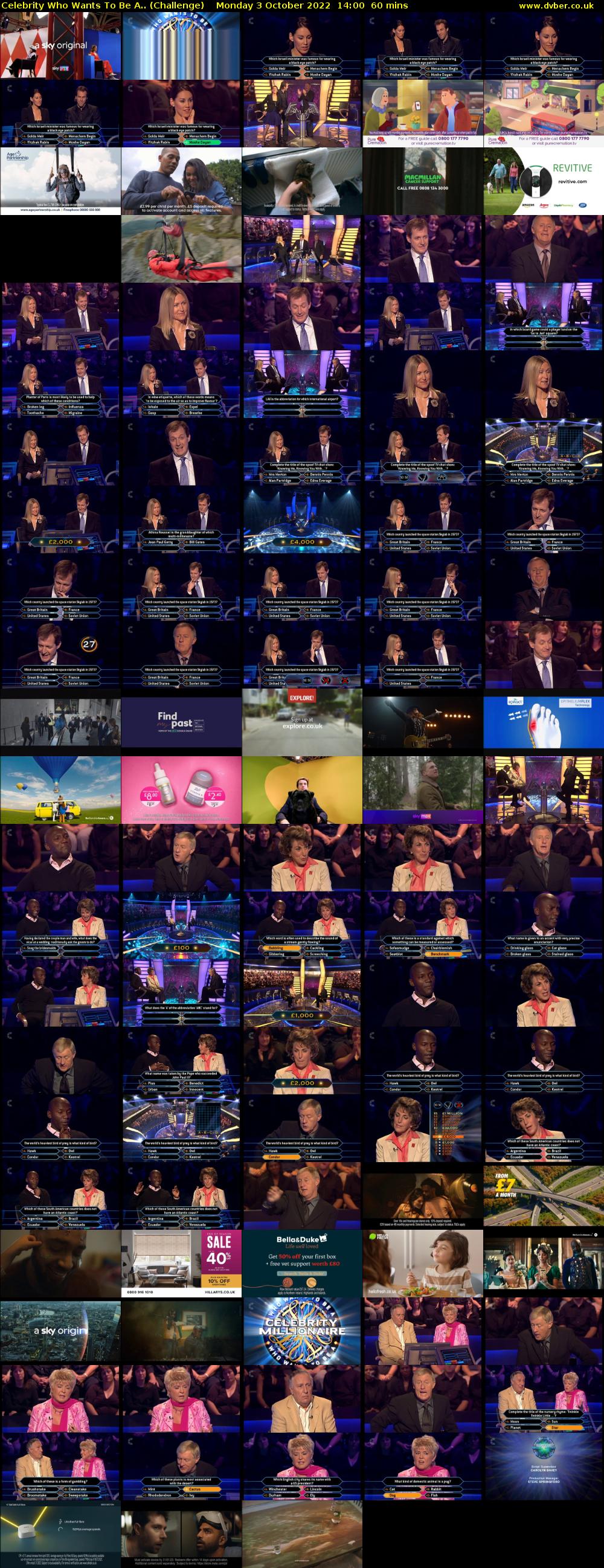 Celebrity Who Wants To Be A.. (Challenge) Monday 3 October 2022 14:00 - 15:00