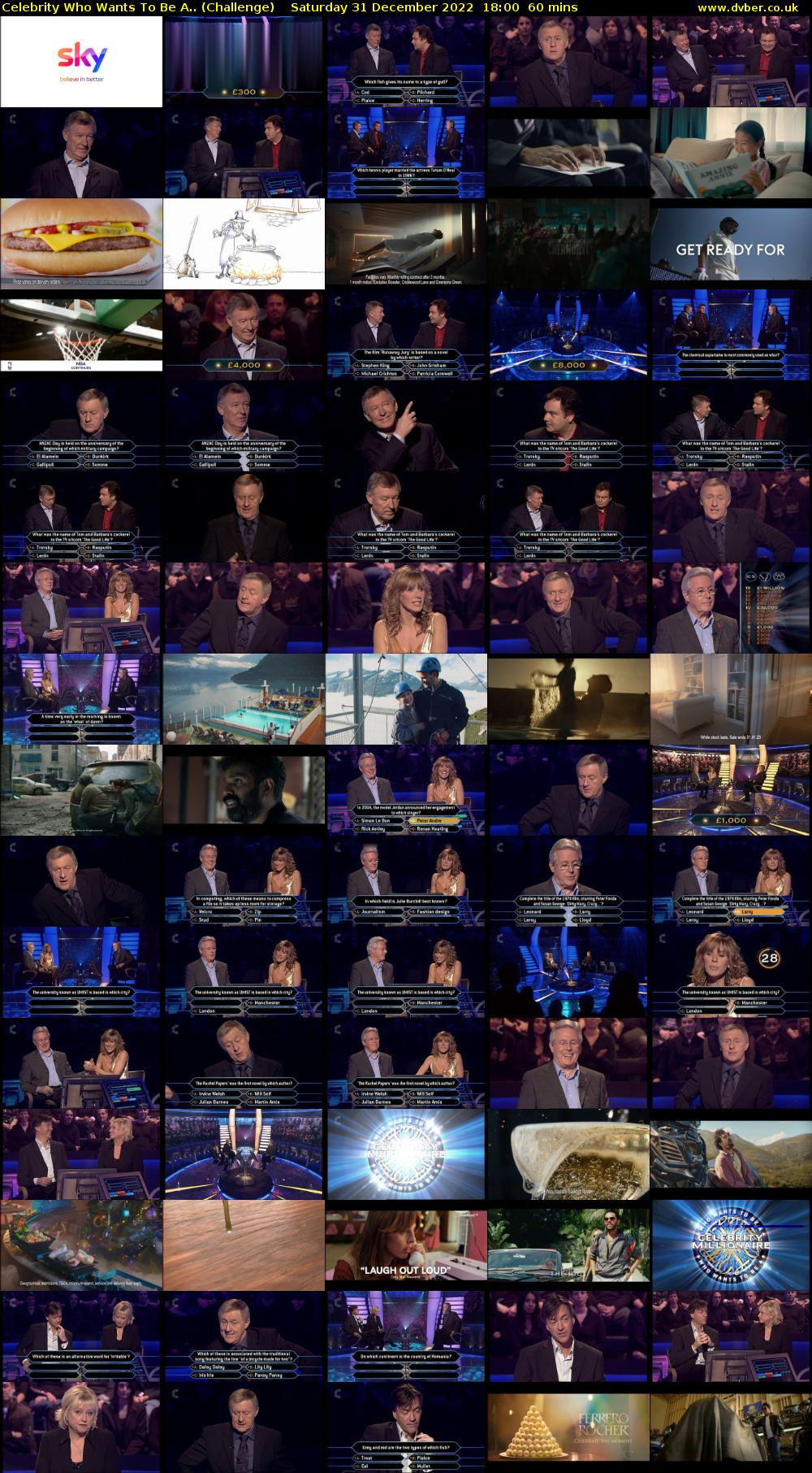Celebrity Who Wants To Be A.. (Challenge) Saturday 31 December 2022 18:00 - 19:00