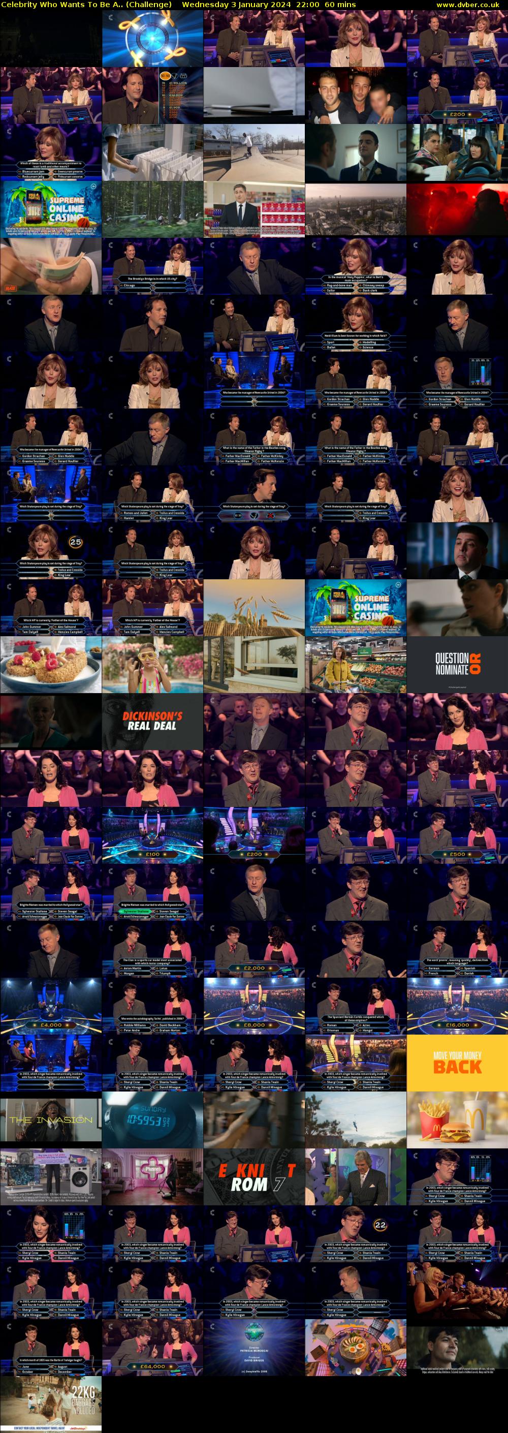 Celebrity Who Wants To Be A.. (Challenge) Wednesday 3 January 2024 22:00 - 23:00