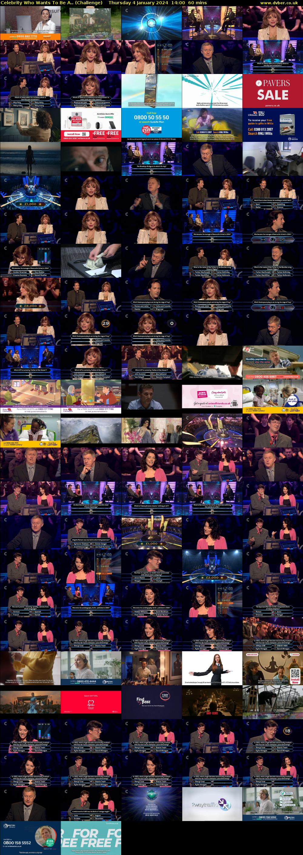 Celebrity Who Wants To Be A.. (Challenge) Thursday 4 January 2024 14:00 - 15:00