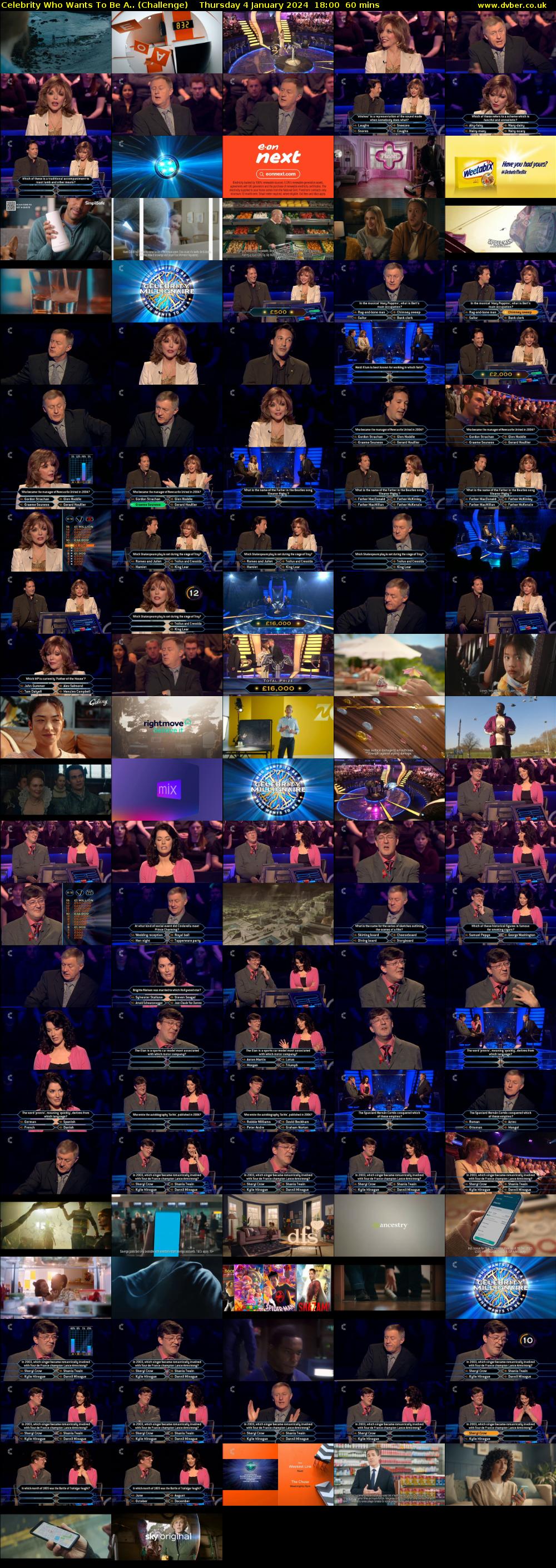 Celebrity Who Wants To Be A.. (Challenge) Thursday 4 January 2024 18:00 - 19:00