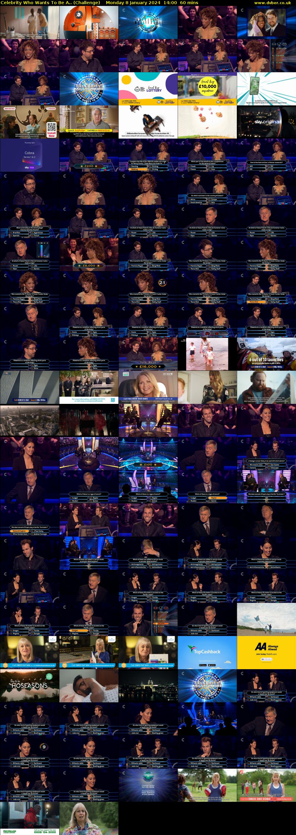 Celebrity Who Wants To Be A.. (Challenge) Monday 8 January 2024 14:00 - 15:00