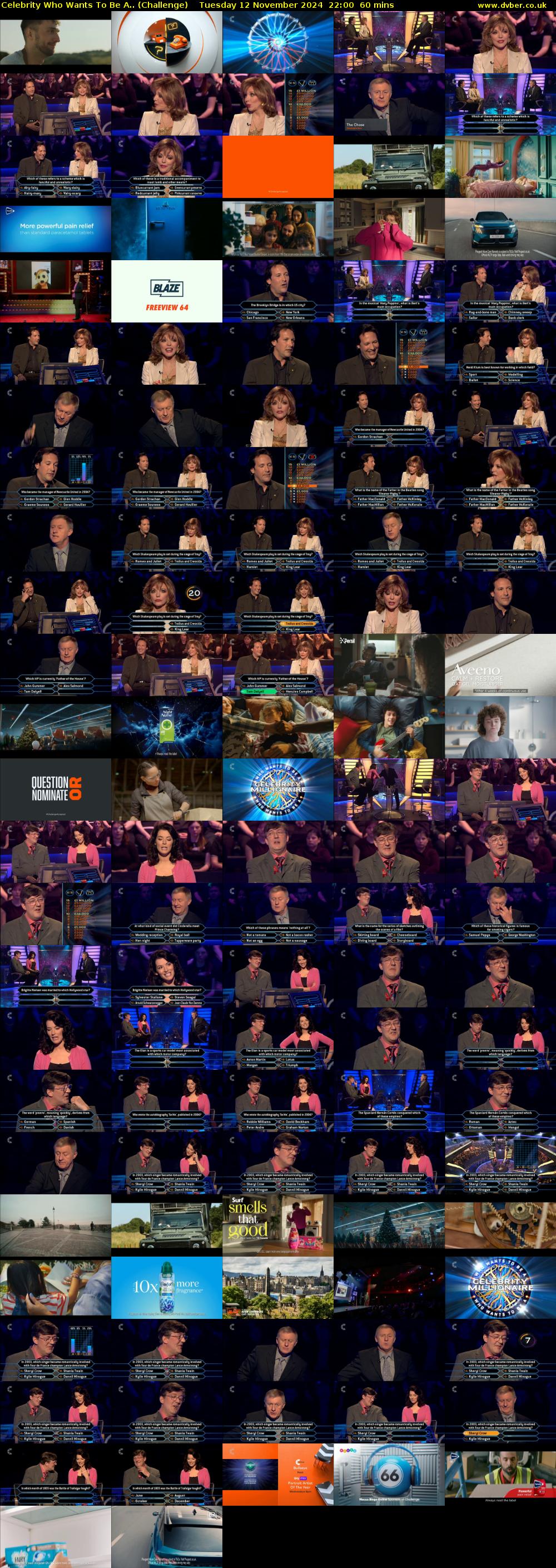 Celebrity Who Wants To Be A.. (Challenge) Tuesday 12 November 2024 22:00 - 23:00