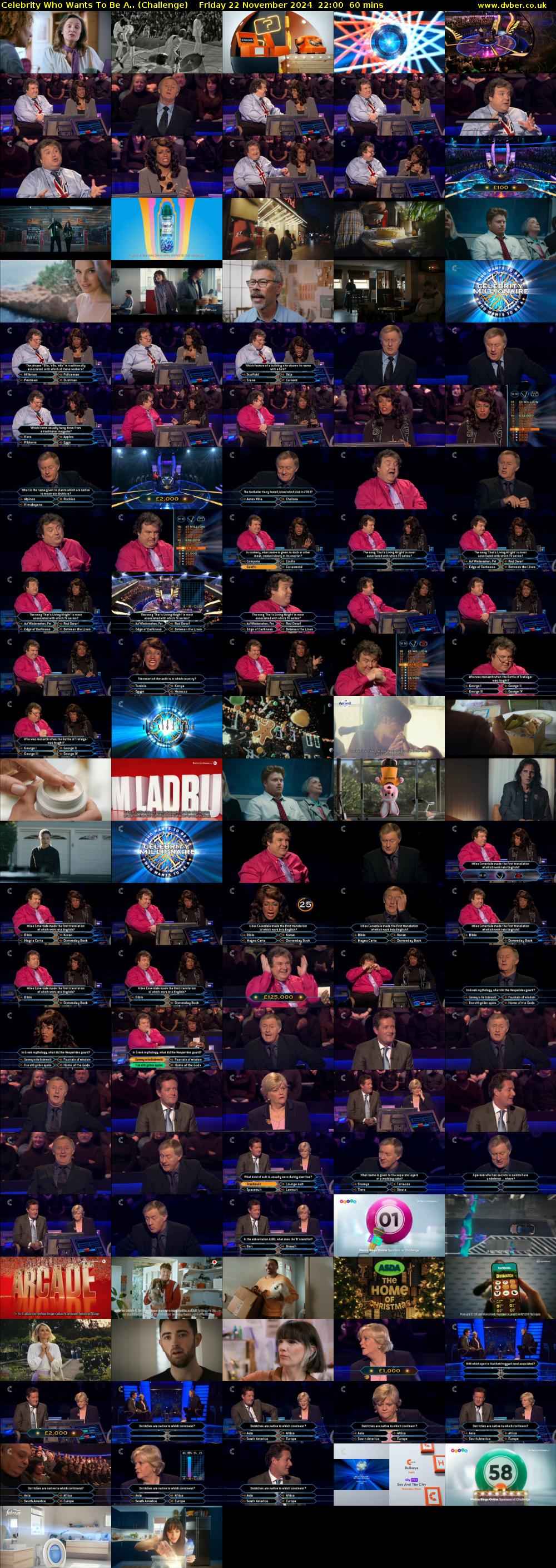 Celebrity Who Wants To Be A.. (Challenge) Friday 22 November 2024 22:00 - 23:00
