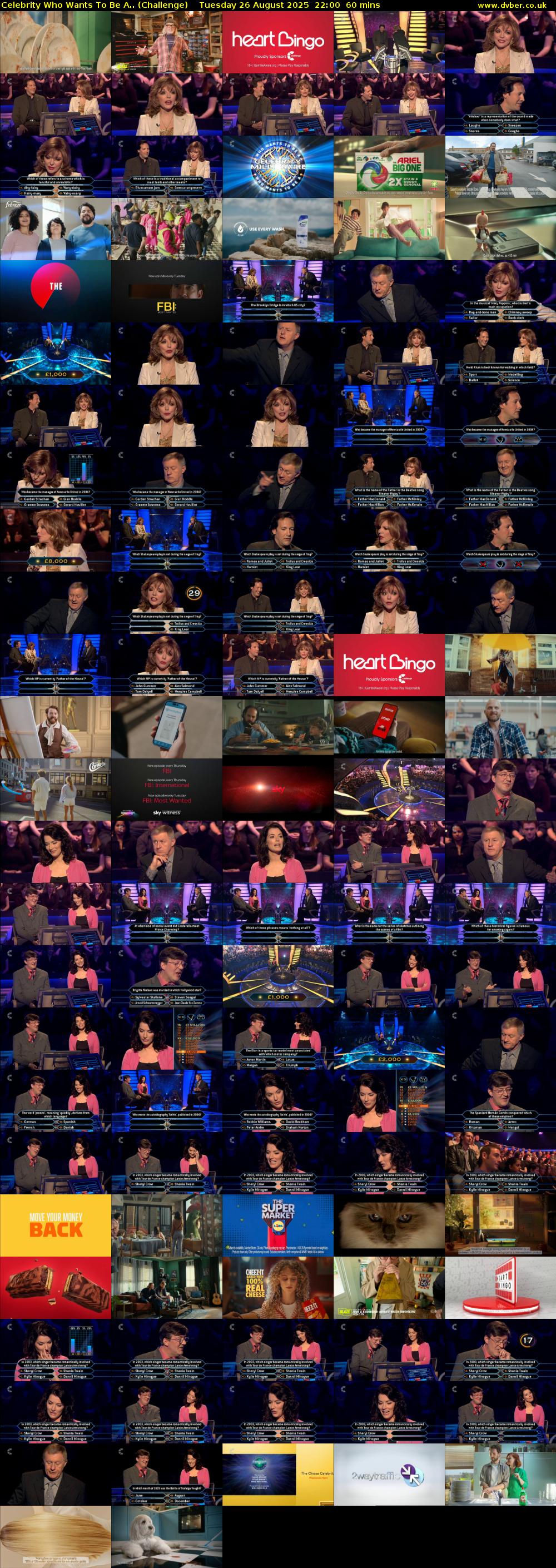 Celebrity Who Wants To Be A.. (Challenge) Tuesday 26 August 2025 22:00 - 23:00