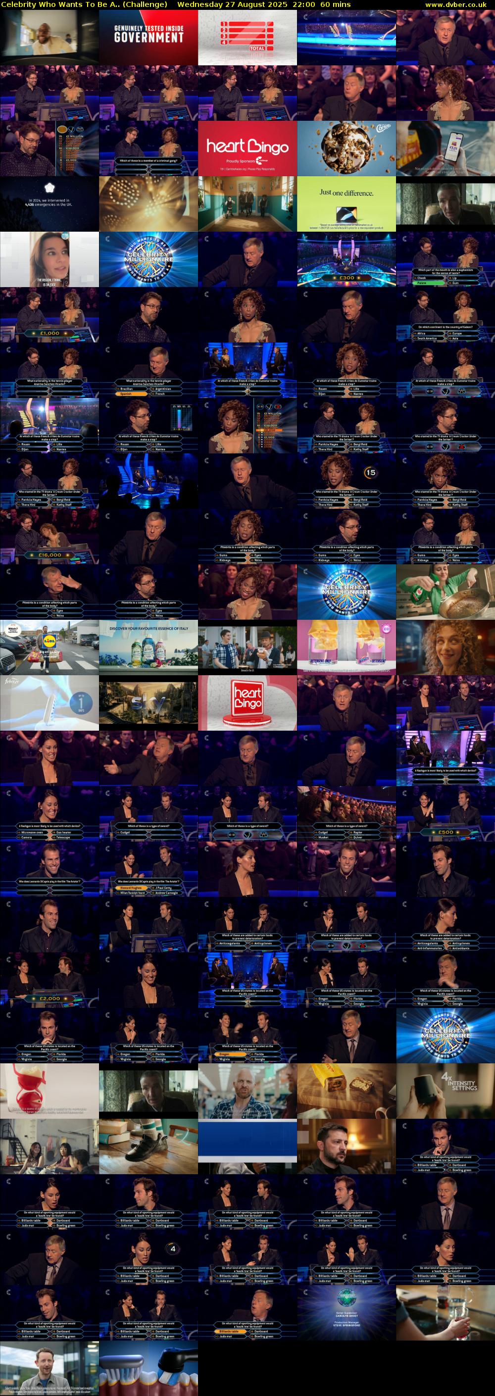 Celebrity Who Wants To Be A.. (Challenge) Wednesday 27 August 2025 22:00 - 23:00