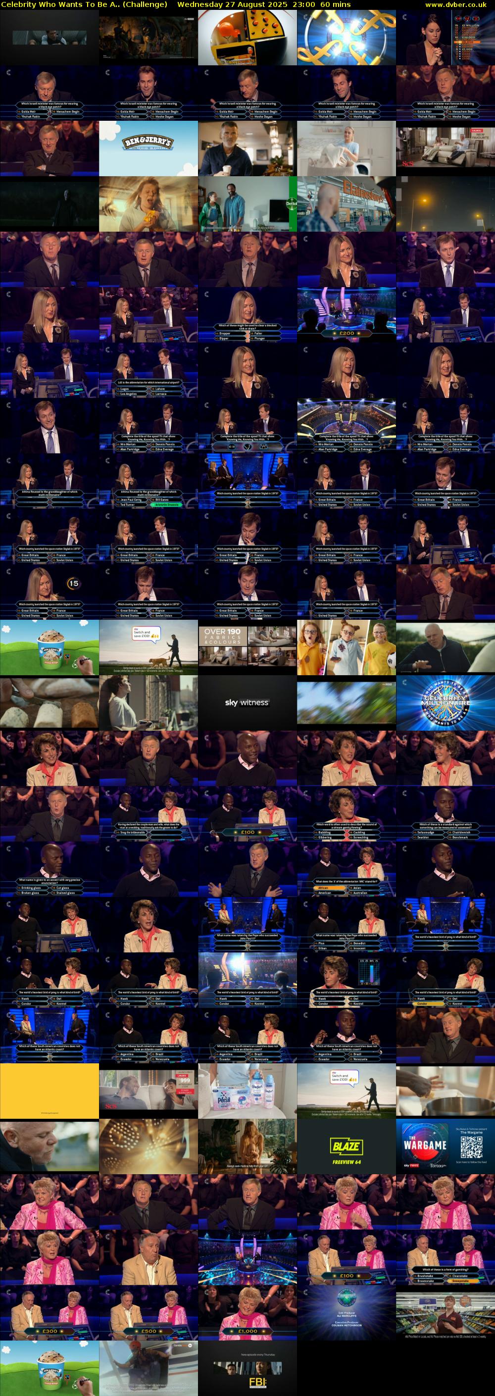 Celebrity Who Wants To Be A.. (Challenge) Wednesday 27 August 2025 23:00 - 00:00