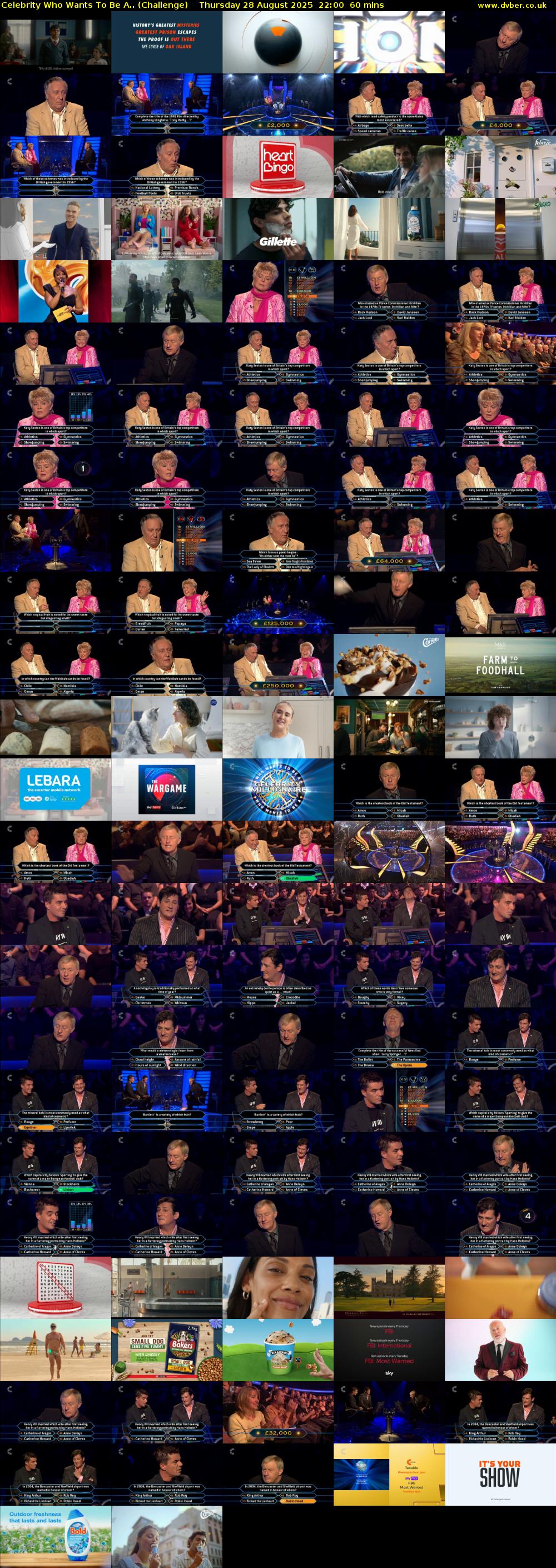 Celebrity Who Wants To Be A.. (Challenge) Thursday 28 August 2025 22:00 - 23:00