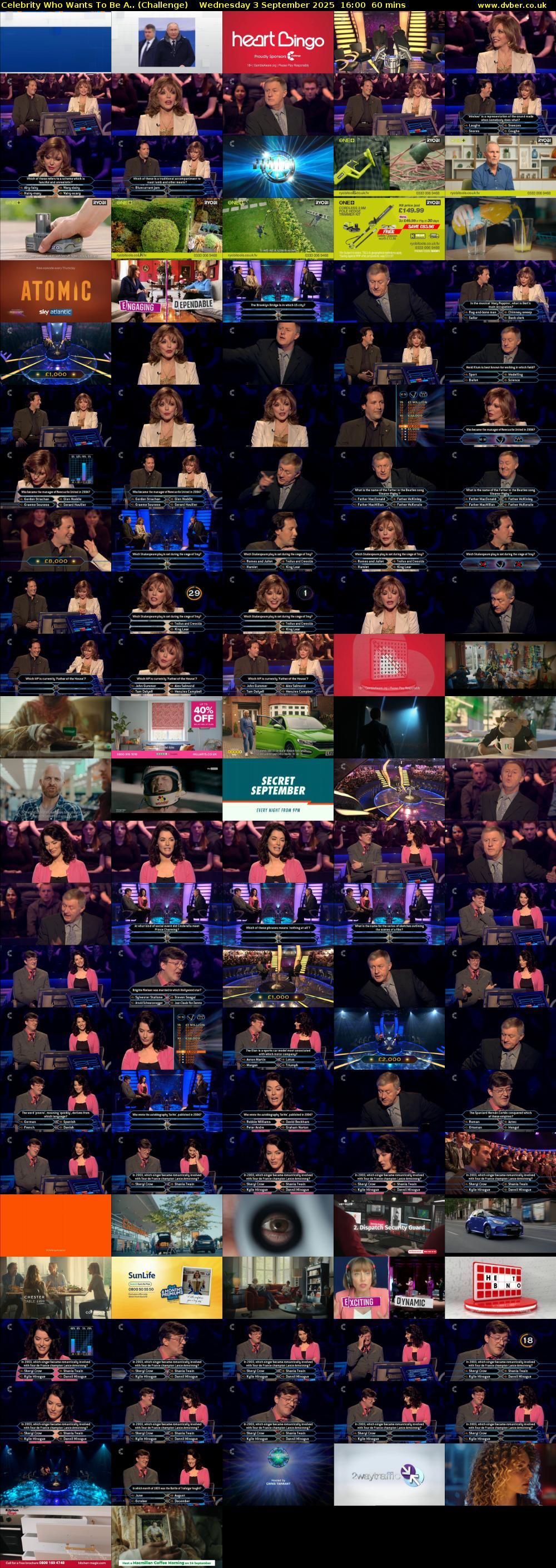 Celebrity Who Wants To Be A.. (Challenge) Wednesday 3 September 2025 16:00 - 17:00