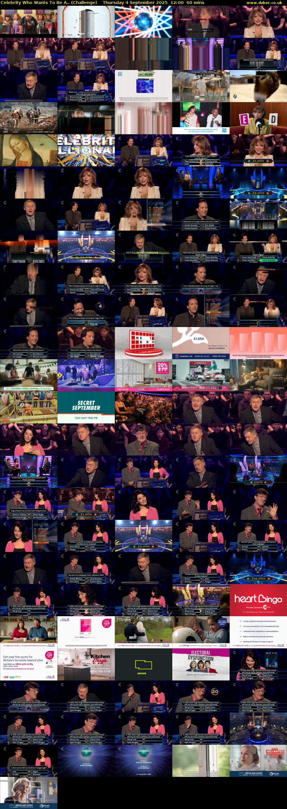 Celebrity Who Wants To Be A.. (Challenge) Thursday 4 September 2025 12:00 - 13:00