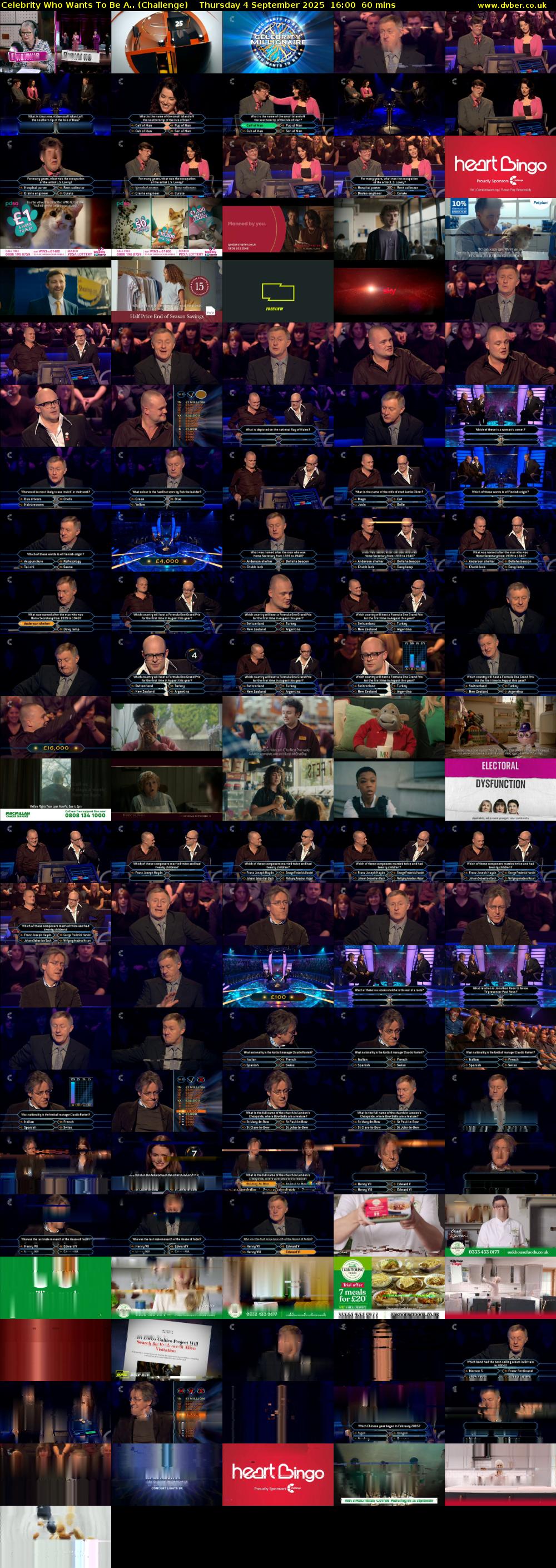 Celebrity Who Wants To Be A.. (Challenge) Thursday 4 September 2025 16:00 - 17:00