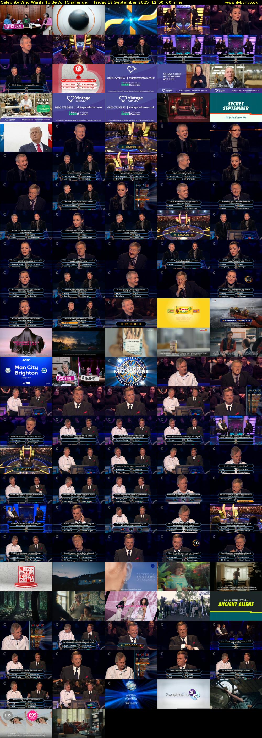 Celebrity Who Wants To Be A.. (Challenge) Friday 12 September 2025 12:00 - 13:00