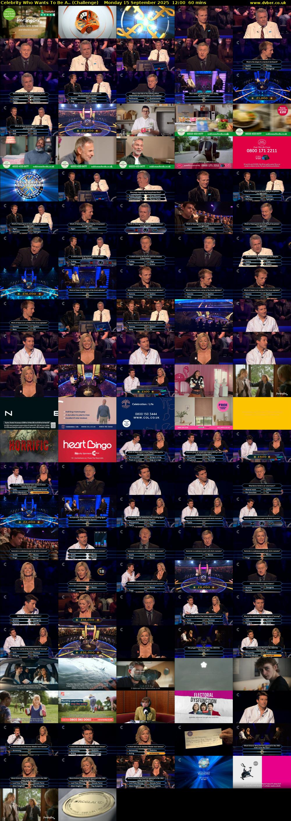 Celebrity Who Wants To Be A.. (Challenge) Monday 15 September 2025 12:00 - 13:00