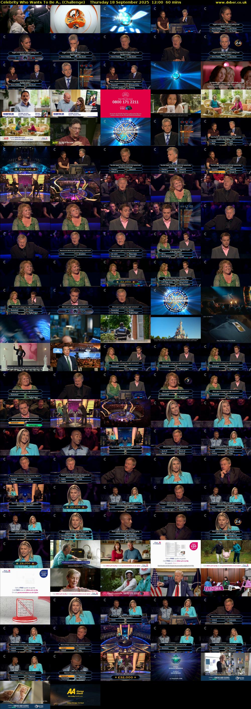 Celebrity Who Wants To Be A.. (Challenge) Thursday 18 September 2025 12:00 - 13:00