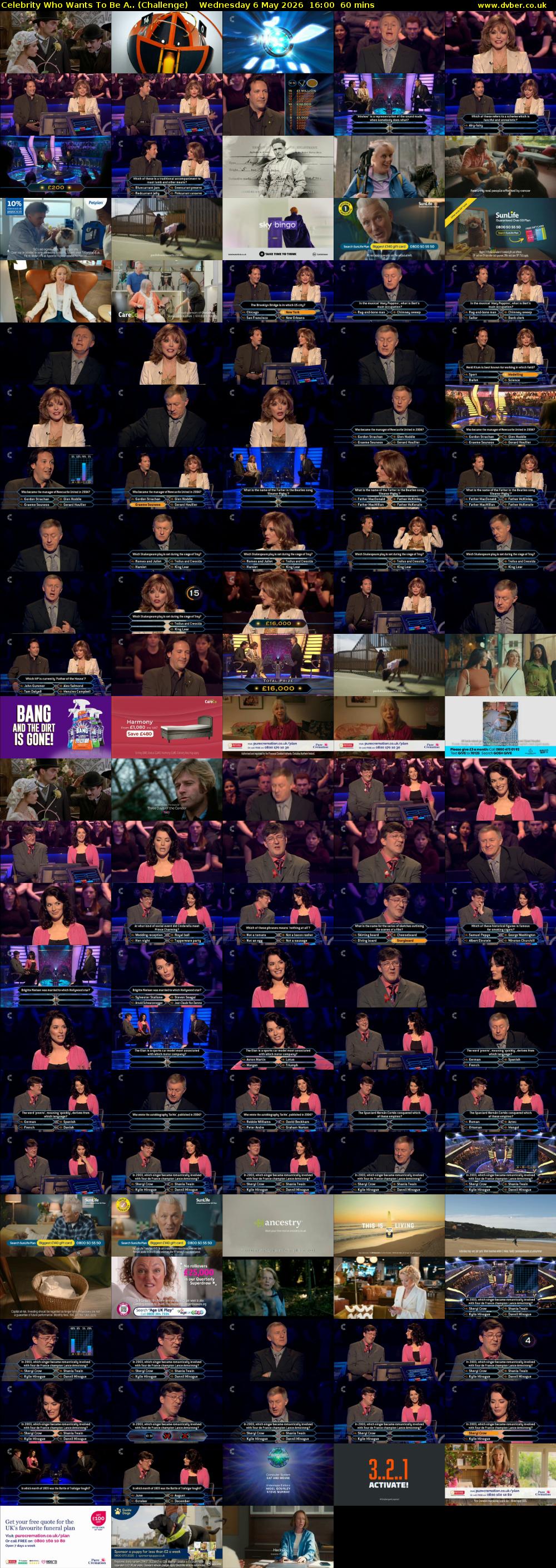 Celebrity Who Wants To Be A.. (Challenge) Wednesday 6 May 2026 16:00 - 17:00