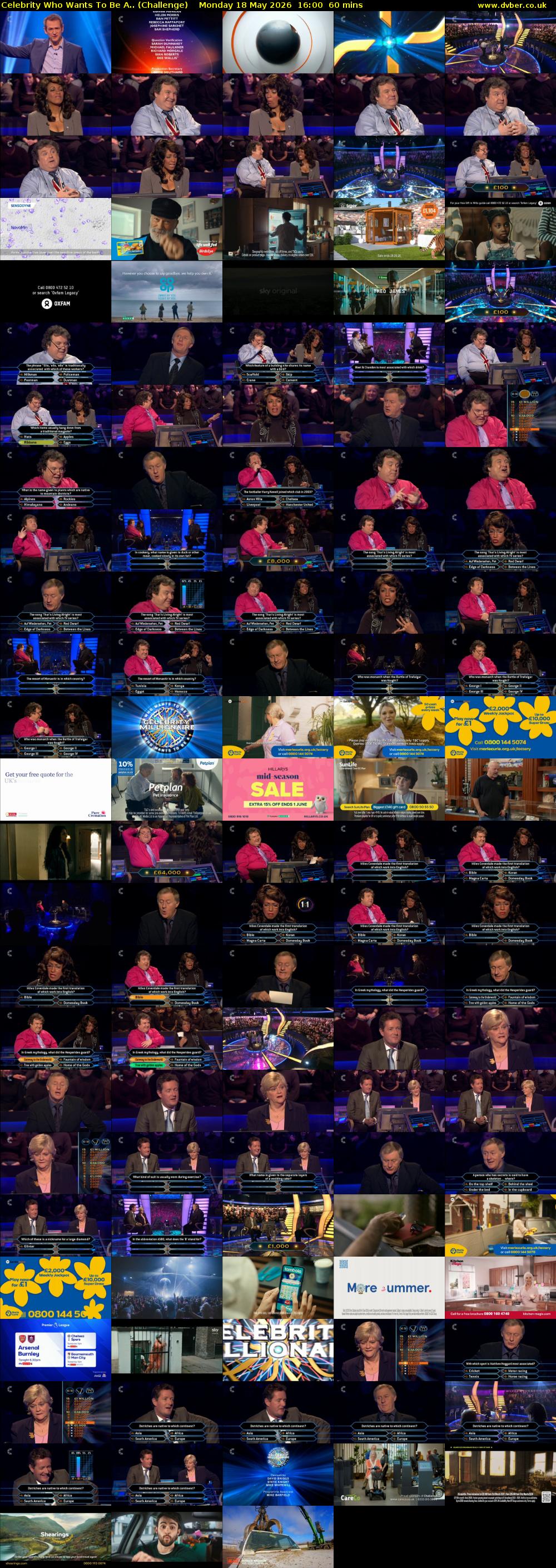 Celebrity Who Wants To Be A.. (Challenge) Monday 18 May 2026 16:00 - 17:00
