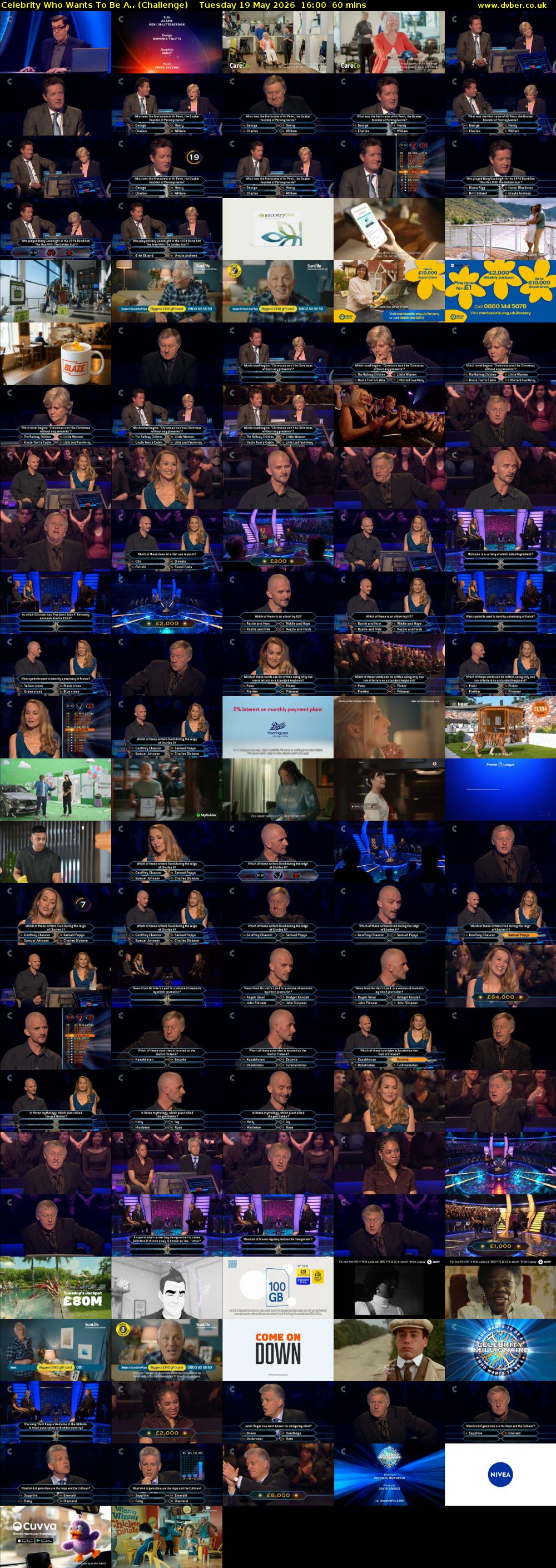 Celebrity Who Wants To Be A.. (Challenge) Tuesday 19 May 2026 16:00 - 17:00
