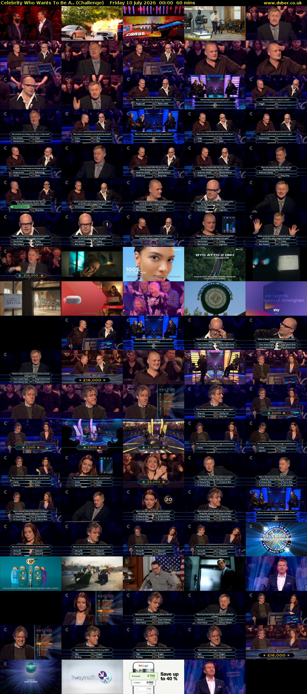 Celebrity Who Wants To Be A.. (Challenge) Friday 10 July 2026 00:00 - 01:00
