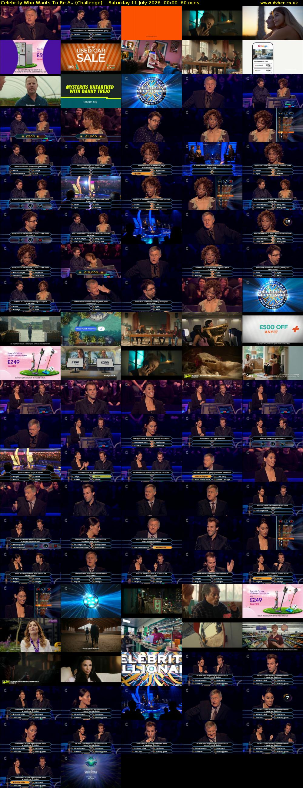 Celebrity Who Wants To Be A.. (Challenge) Saturday 11 July 2026 00:00 - 01:00