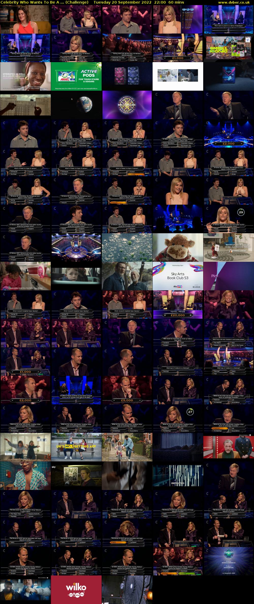 Celebrity Who Wants To Be A ... (Challenge) Tuesday 20 September 2022 22:00 - 23:00