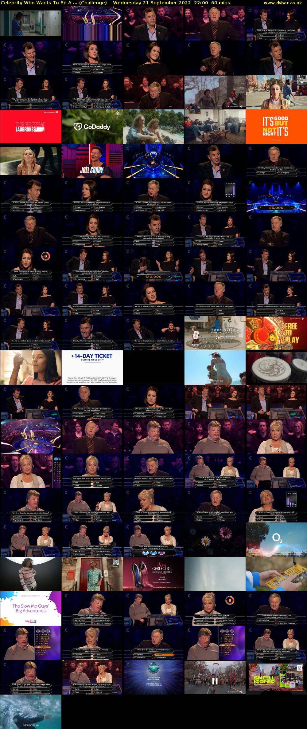 Celebrity Who Wants To Be A ... (Challenge) Wednesday 21 September 2022 22:00 - 23:00