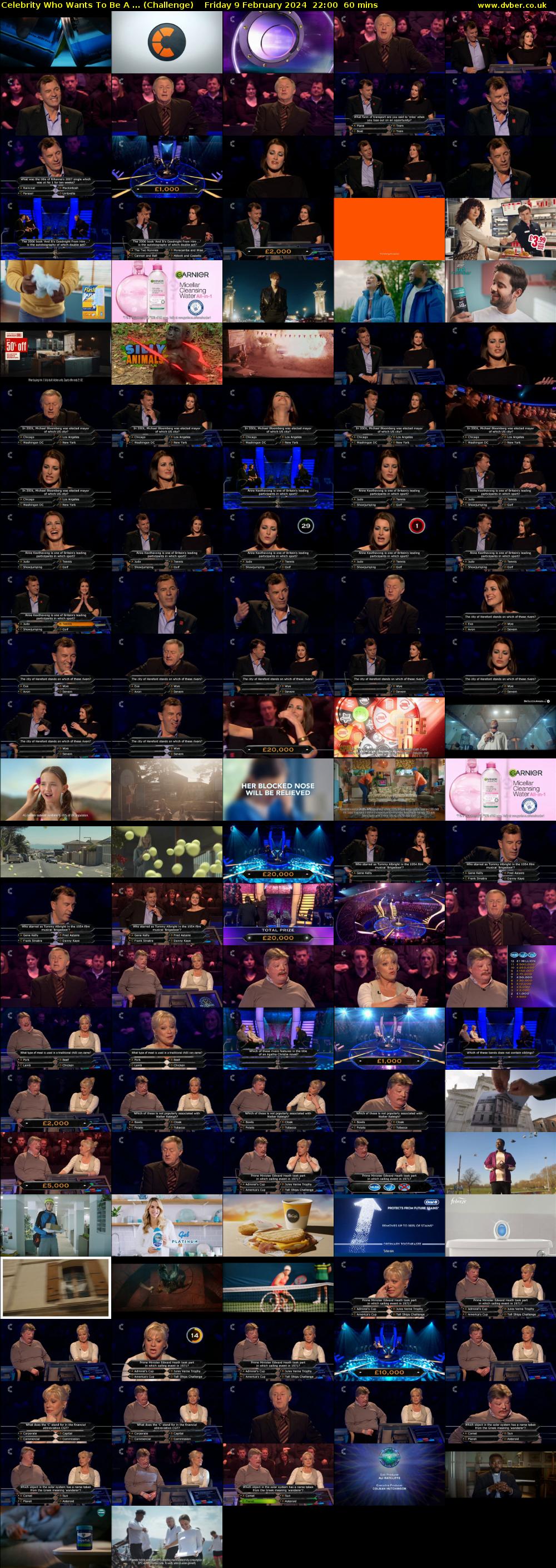 Celebrity Who Wants To Be A ... (Challenge) Friday 9 February 2024 22:00 - 23:00