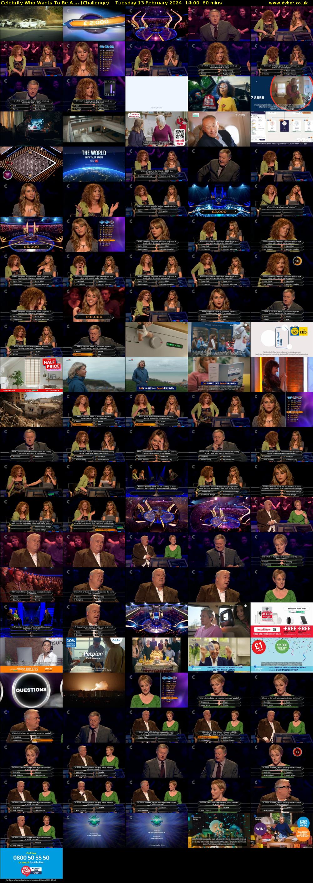 Celebrity Who Wants To Be A ... (Challenge) Tuesday 13 February 2024 14:00 - 15:00