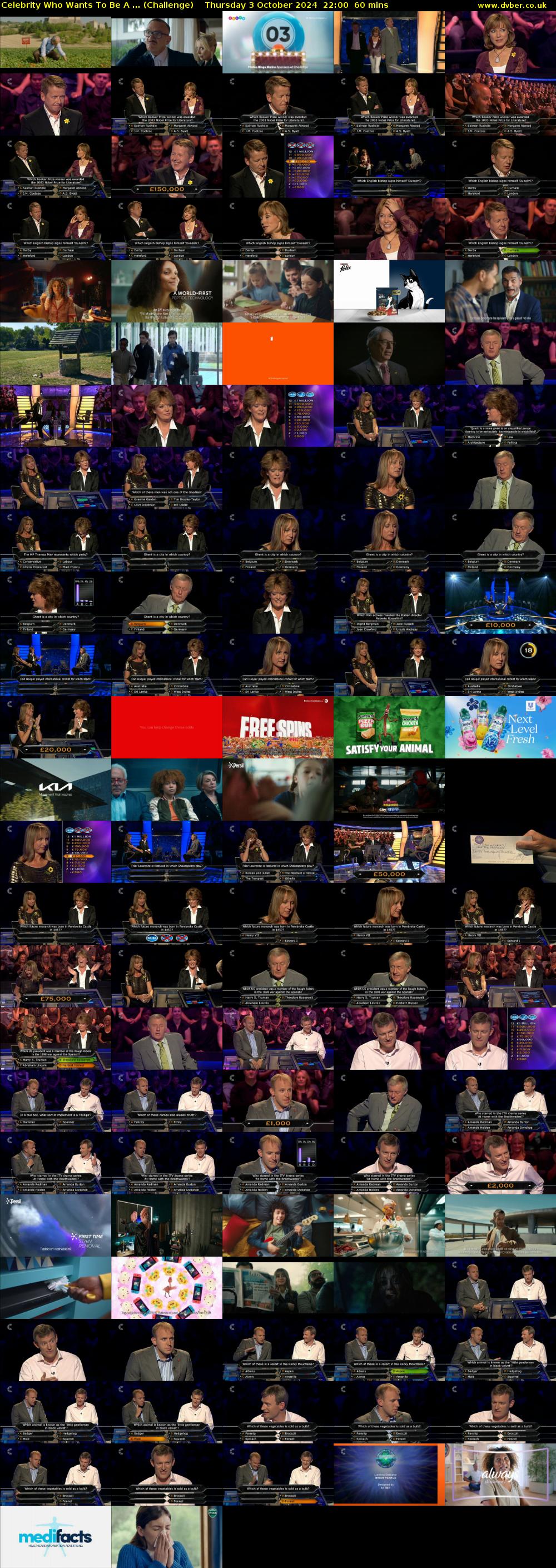 Celebrity Who Wants To Be A ... (Challenge) Thursday 3 October 2024 22:00 - 23:00
