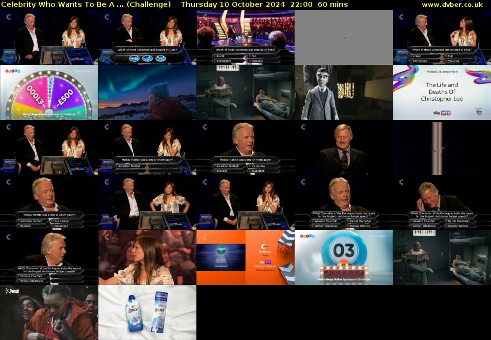 Celebrity Who Wants To Be A ... (Challenge) Thursday 10 October 2024 22:00 - 23:00