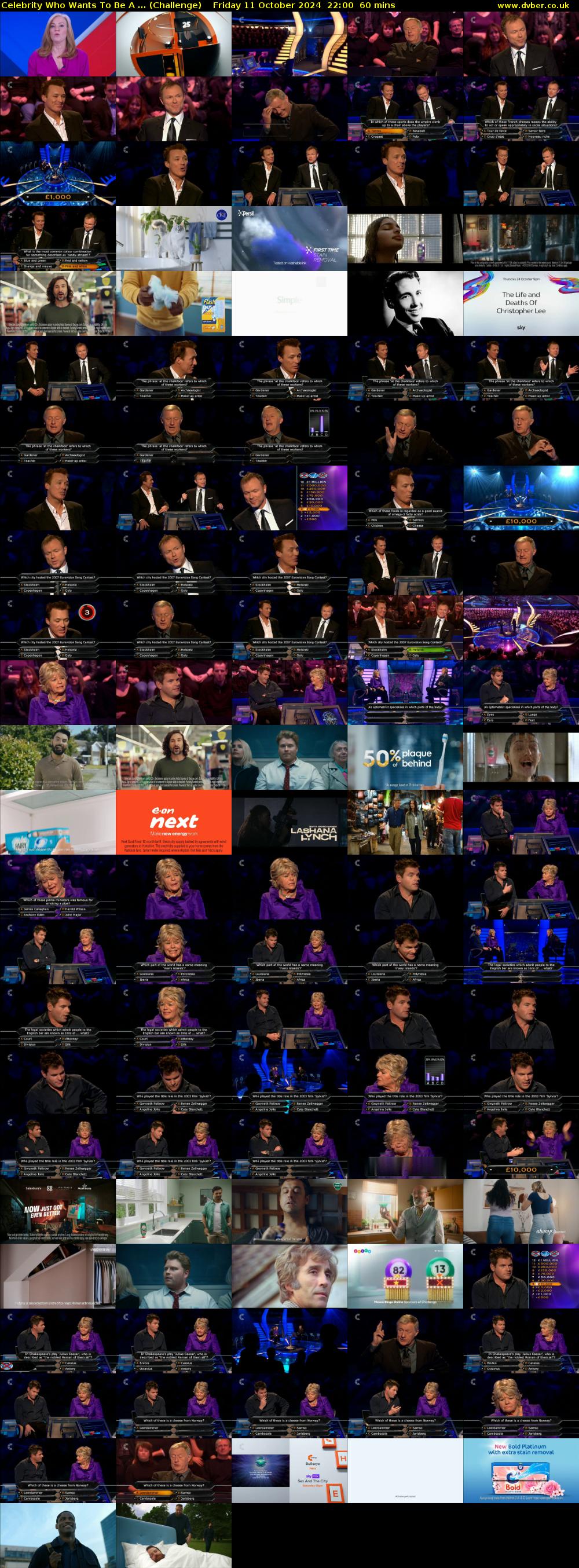 Celebrity Who Wants To Be A ... (Challenge) Friday 11 October 2024 22:00 - 23:00