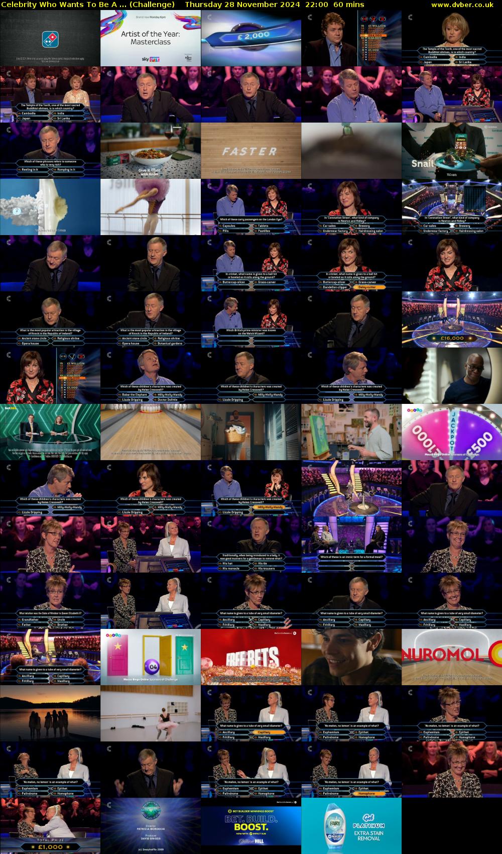 Celebrity Who Wants To Be A ... (Challenge) Thursday 28 November 2024 22:00 - 23:00