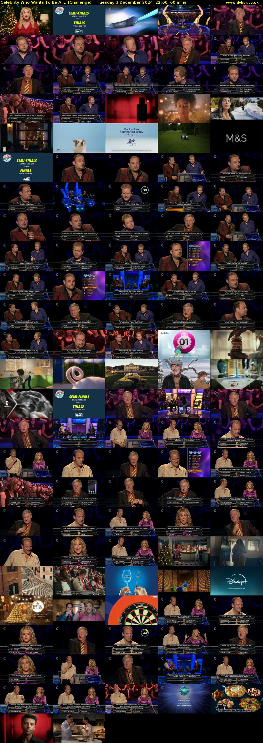 Celebrity Who Wants To Be A ... (Challenge) Tuesday 3 December 2024 22:00 - 23:00