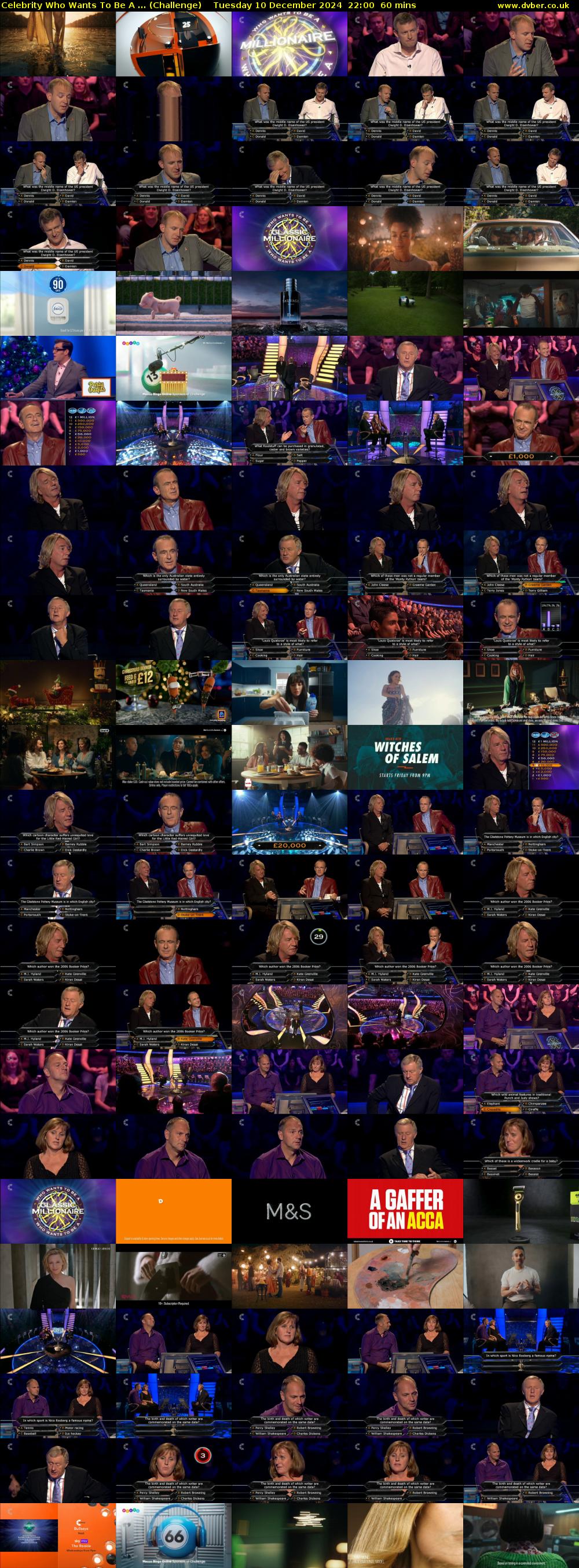 Celebrity Who Wants To Be A ... (Challenge) Tuesday 10 December 2024 22:00 - 23:00